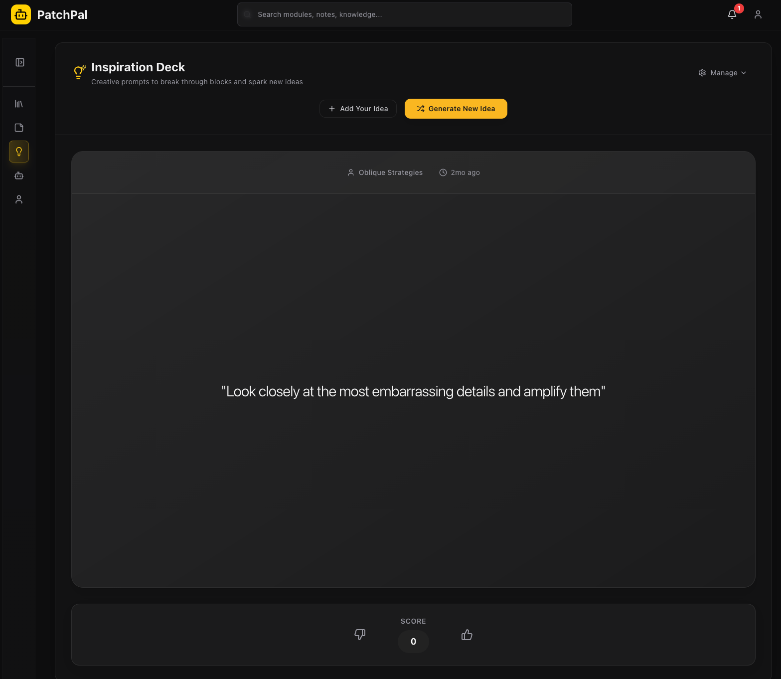 PatchPal Inspiration Deck - Creative prompts and community ideas for modular synthesis